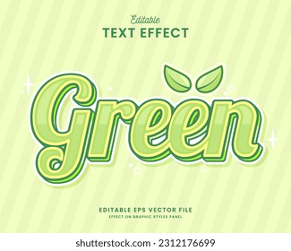 diseño vectorial de efecto de texto editable de color verde decorativo