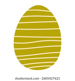 Decorative green egg with white stripes displayed for Easter celebration in a festive setting