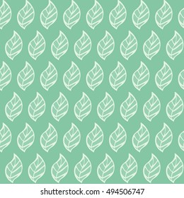 Decorative green leaf seamless background vector pattern