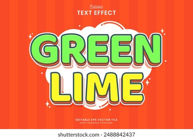 decorative green lime editable text effect vector design