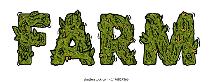 Vektor Stok Decorative Green Marijuana Font Isolated Lettering (Tanpa ...
