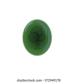 decorative green oval icon with tree vector