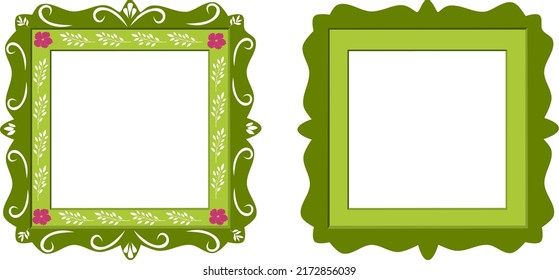 decorative green photo frame design. vector illustration. 