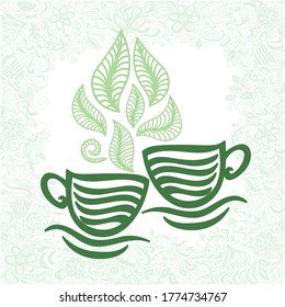 Decorative green tea. Vector illustration
