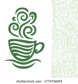 Decorative green tea. Vector illustration