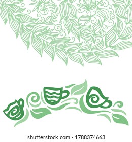 Decorative green tea. Vector illustration