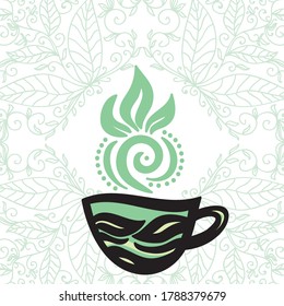 Decorative green tea. Vector illustration