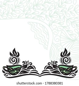 Decorative green tea. Vector illustration