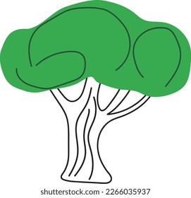 Decorative Green Tree Silhoette. Ecology Icon Design. Vector Nature Element.