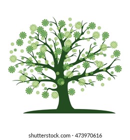 Decorative green tree silhouette