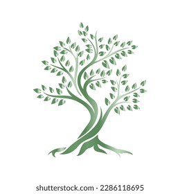 Decorative green tree vector art illustration.