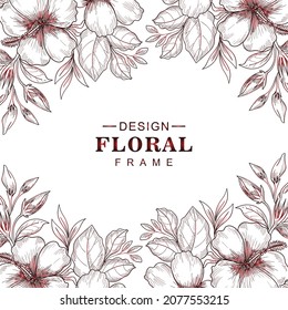 Decorative greeting card floral frame sketch background