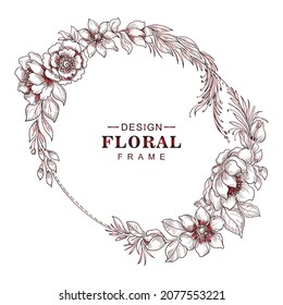 Decorative greeting card floral frame sketch background