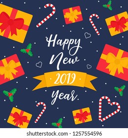 Decorative greeting card Happy New Year. Creative greeting card. Vector illustration.