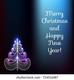 Decorative greeting card. Merry Christmas and happy New year. Vector illustration.