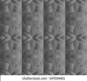 decorative grey panel with a geometric floral ornament. modern interior decoration. seamless pattern. vector illustration.