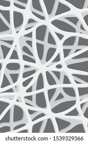 Decorative grid. Gray pattern with carved rounded shapes. 3d sample design. Abstract background for mobile

