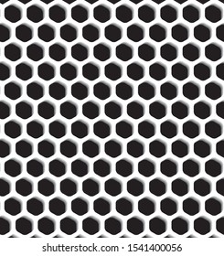 Decorative grid. Gray pattern with carved rounded shapes. 3d sample design. Abstract background for mobile
