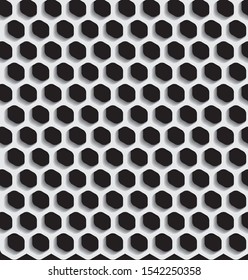 Decorative grid. Gray pattern with carved rounded shapes. 3d sample design. Abstract background for mobile

