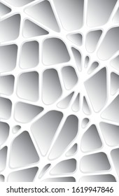 Decorative grid. Gray pattern with carved rounded shapes. 3d sample design. Abstract background for mobile
