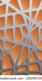 Decorative grid. Gray and white pattern with carved rounded shapes. 3d sample design. Abstract background for mobile