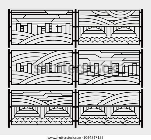 Decorative Grill Fence Fireplace Grate Stylized Stock Vector