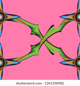 Decorative grille. Barbed drawn mesh. Angle rivets. Abstract form. Seamless mesh structure. Vector graphics