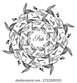 decorative group of fish mandala in vector art 