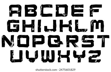 Decorative grunge alphabet. Vector font.
