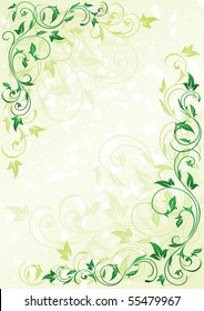 Decorative grunge background with floral elements, illustration