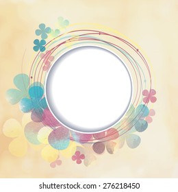 Decorative grunge floral background with circular element