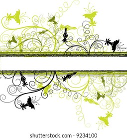 Decorative grunge floral background, vector illustration