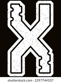 Decorative grunge letter on black background.Custom vector font.