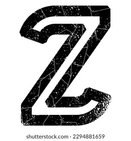 Decorative grunge letter on white background.Custom art font.