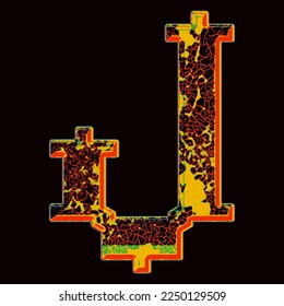 Decorative grunge letter.Custom vector font.