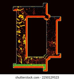 Decorative grunge letter.Custom vector font.
