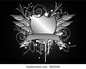 Decorative grunge shield - vector