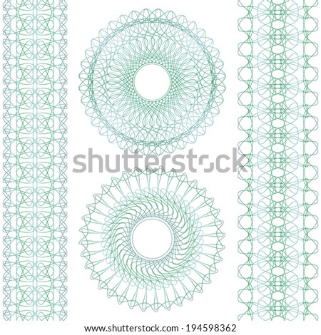 Decorative guilloche elements. Set on a white background.