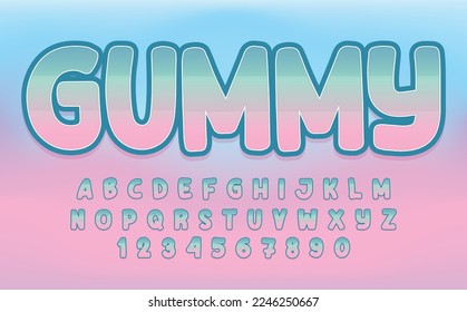 decorative gummy font and alphabet vector design
