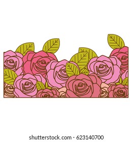 decorative half border with realistic roses design vector illustration