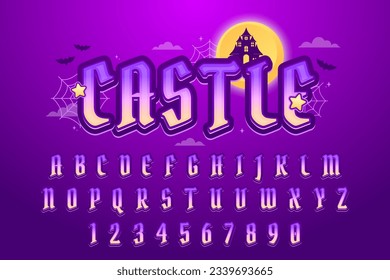 decorative halloween castle editable text effect vector design