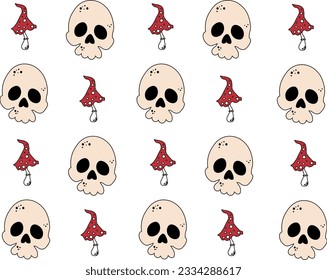 Decorative Halloween costumes with skull and amanita