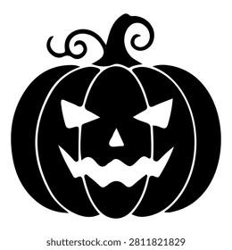 Decorative Halloween pumpkin featuring a carved spooky face with jagged mouth and triangular eyes, perfect for seasonal celebrations and festive decor.