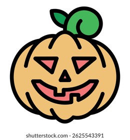 Decorative halloween pumpkin icon. Outline decorative halloween pumpkin vector icon color flat isolated