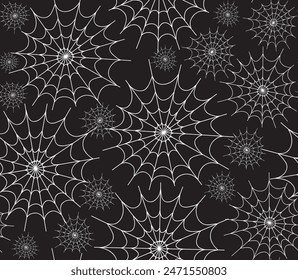 Decorative Halloween vector seamless pattern with spiders web