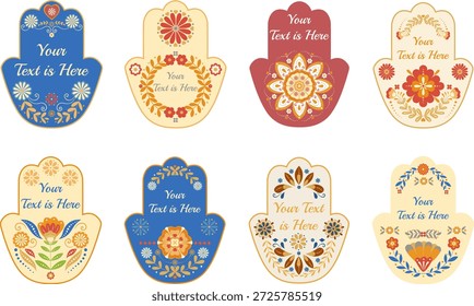 Dekoratives Hamsa Handset mit Kopienraum, Retro-Folk-Stil symbolische dekorative Kollektion