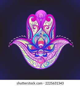 Decorative hamsa hand. Vector illustration.
