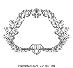 Decorative hand drawing ornament flourish frame design element. Baroque ornate monogram. Victorian filigree flourish vignette. Vector isolated illustration for design, fabric, invitation, wedding