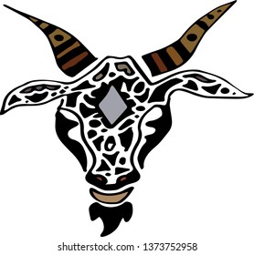 Decorative hand drawing Zodiac Sign Capricorn illustration on white background.