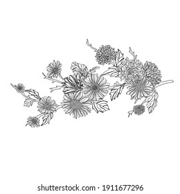 Flores de piedra dibujadas a mano, elementos de diseño. Se puede usar para tarjetas, invitaciones, banners, afiches, diseño de impresión. Fondo floral en estilo de arte lineal